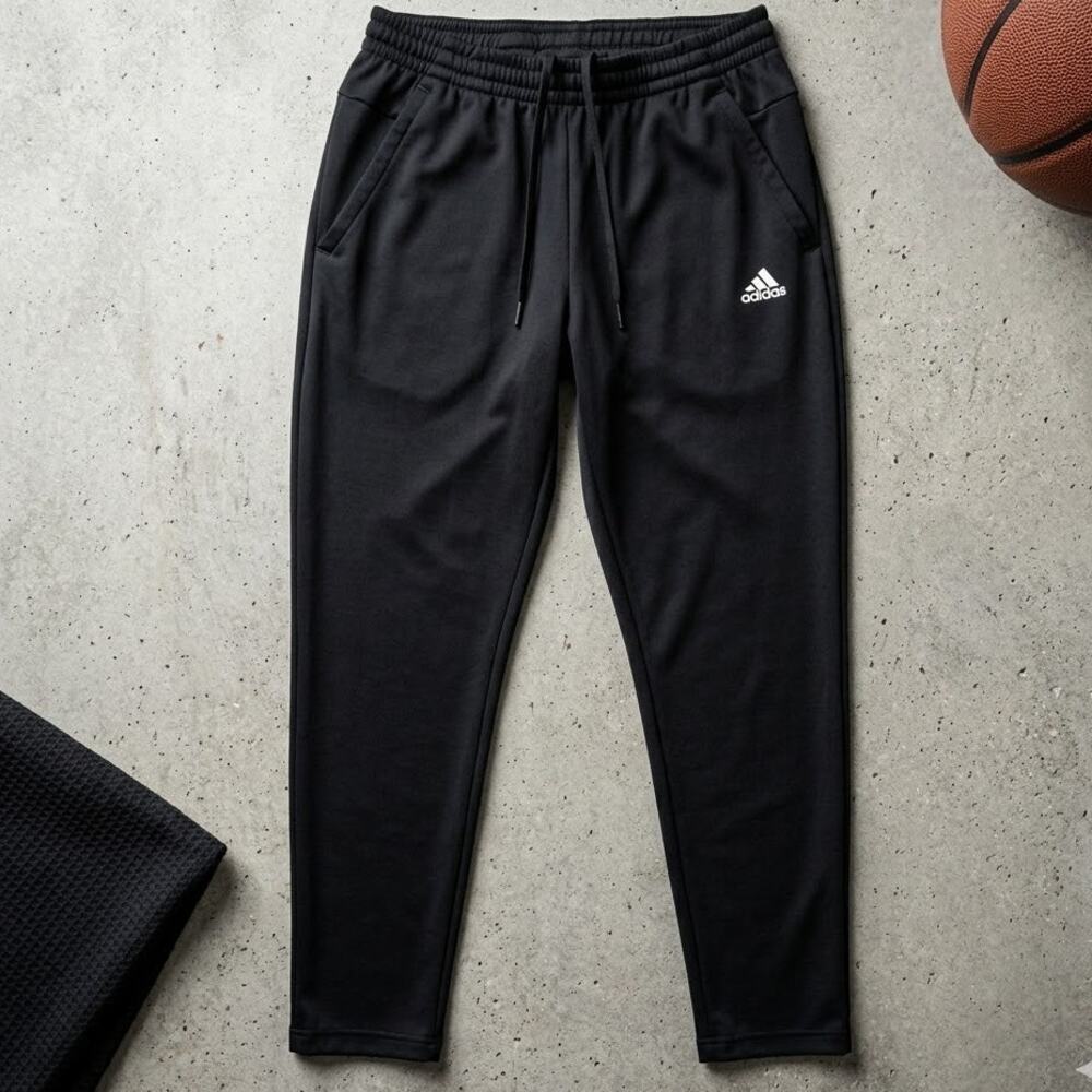 Adidas Men's Medium Black Fleece Sweatpants Joggers Embroidered Logo Activewear